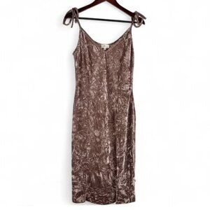 NYTT Mauve Crushed Velvet Strappy Midi Party Y2K 90s Holiday Festive Dress XS